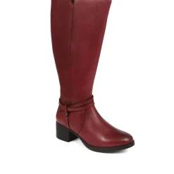 Leather Knee High Boots - Burgundy