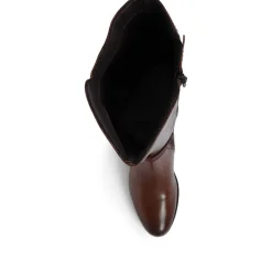 Leather Knee High Boots - Cognac