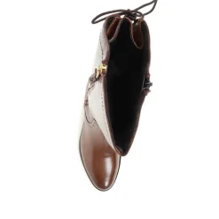 Leather Knee High Boots - Cognac