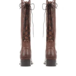 Leather Knee High Boots - Cognac