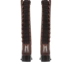 Leather Knee High Boots - Cognac