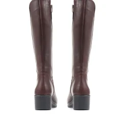 Leather Knee-High Boots - Dark Brown