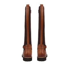 Leather Knee-High Boots - Tan