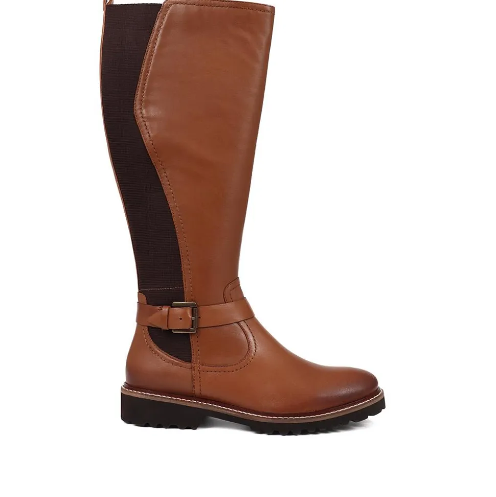 Leather Knee-High Boots - Tan