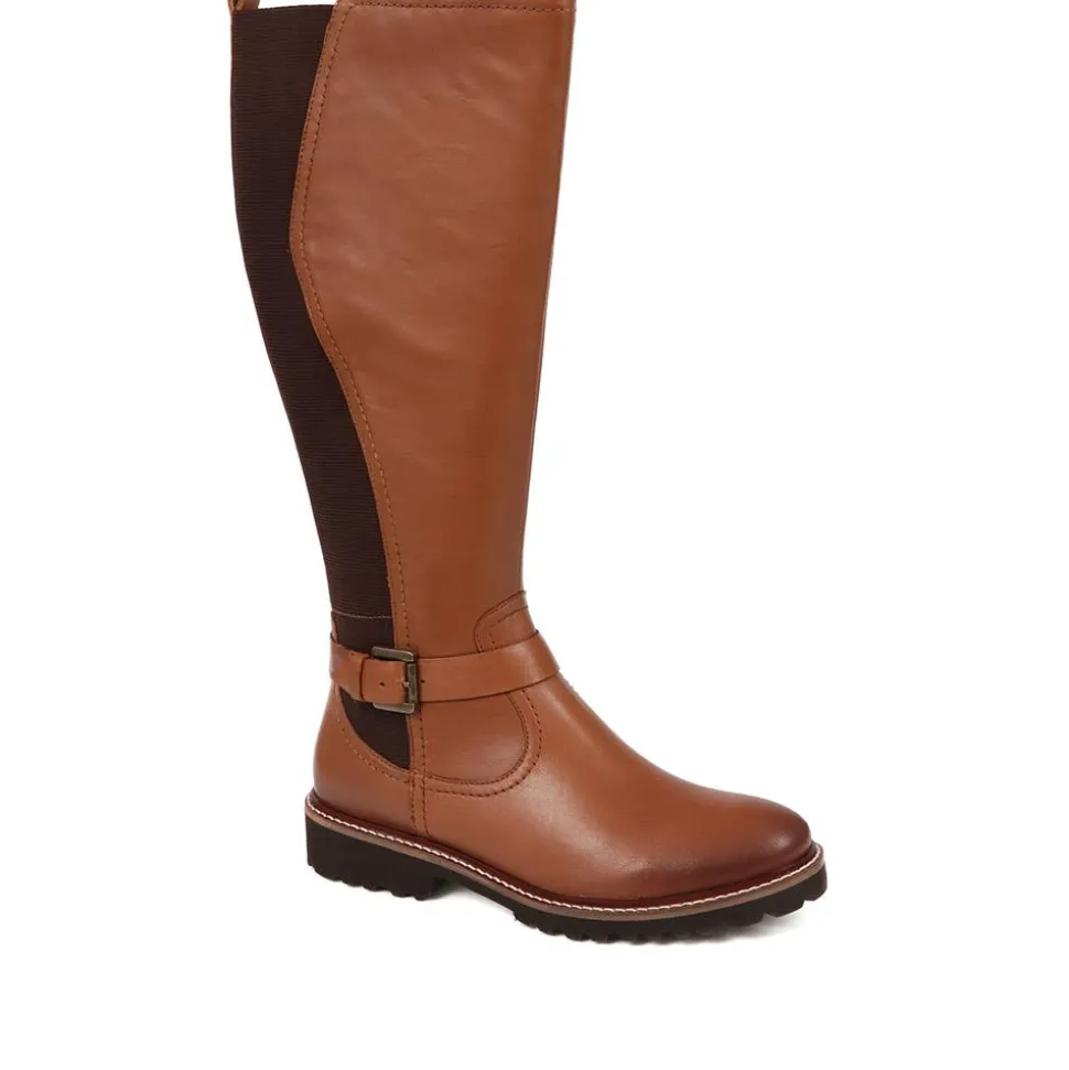 Leather Knee-High Boots - Tan
