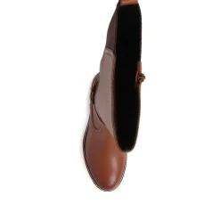 Leather Knee-High Boots - Tan