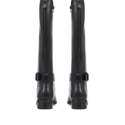 Leather Knee High Boots with Extra Wide Calf - Black