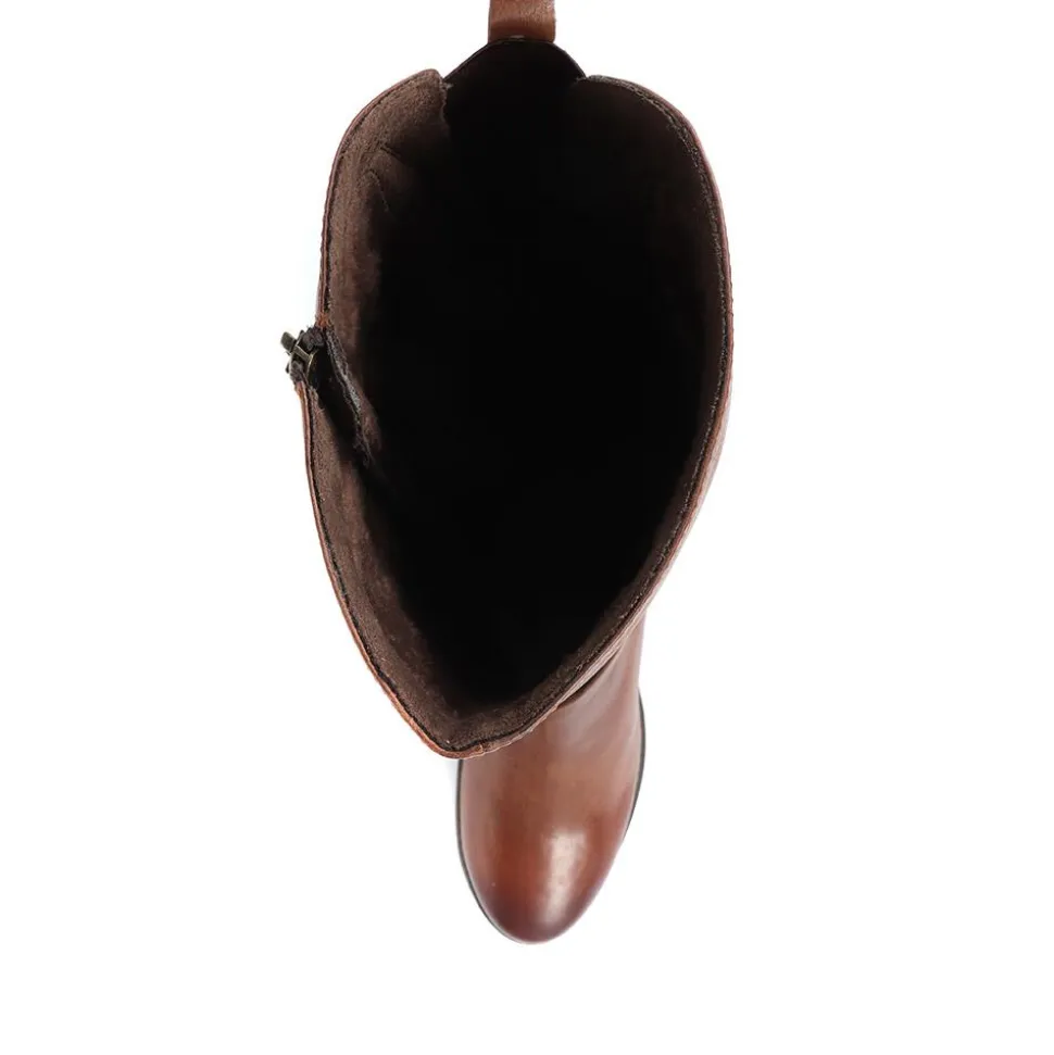Leather Knee High Boot - Tan