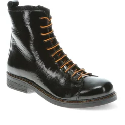 Leather Lace-Up Ankle Boots - Black