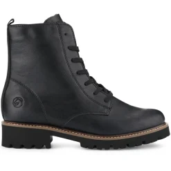 Leather Lace-Up Ankle Boots - Black