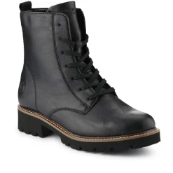 Leather Lace-Up Ankle Boots - Black