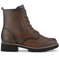 Leather Lace-Up Ankle Boots - Brown