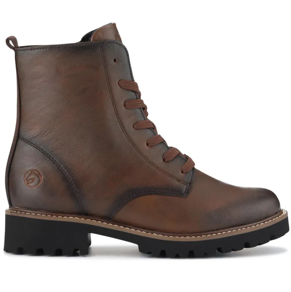 Leather Lace-Up Ankle Boots - Brown