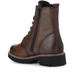Leather Lace-Up Ankle Boots - Brown