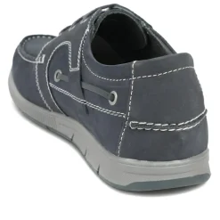 Leather Lace Up Boat Shoes - Navy