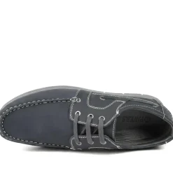 Leather Lace Up Boat Shoes - Navy