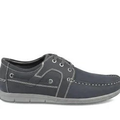 Leather Lace Up Boat Shoes - Navy