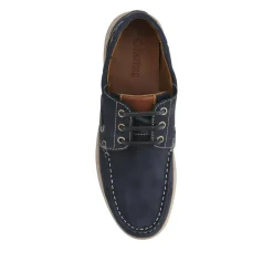 Leather Lace-Up Boat Shoes - Navy