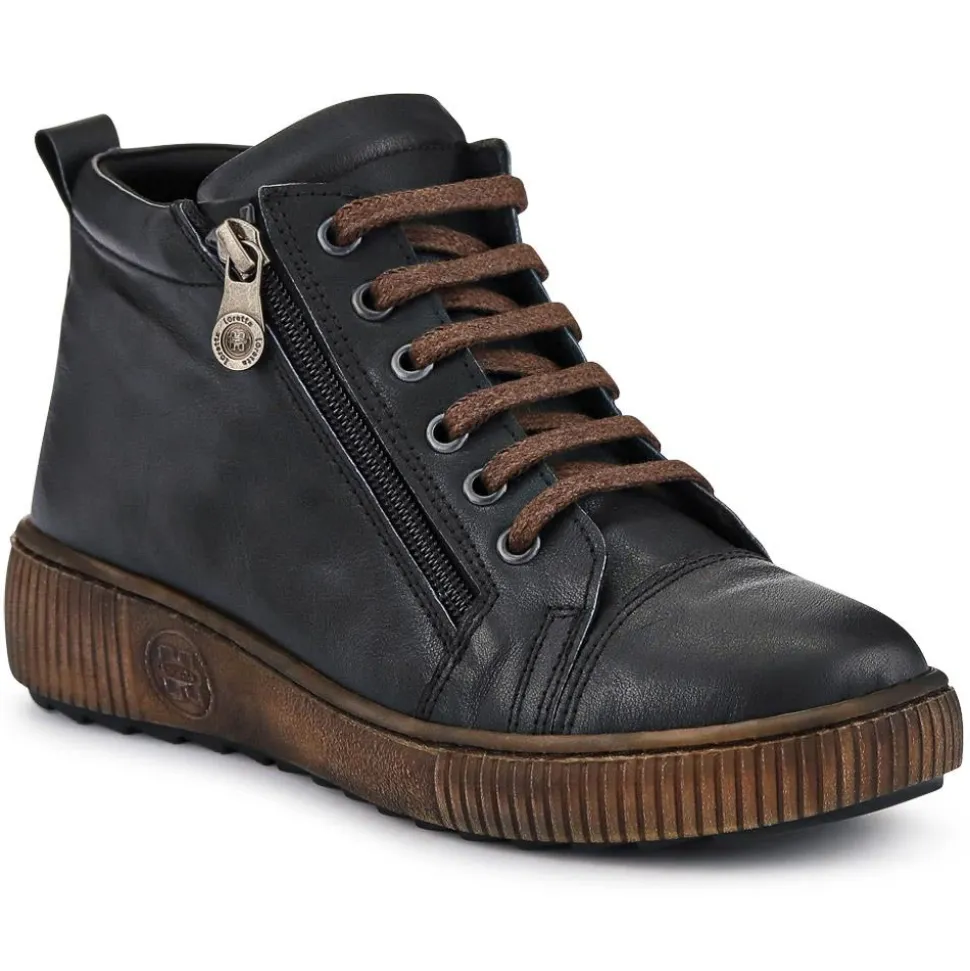 Leather Lace-Up Boots - Black