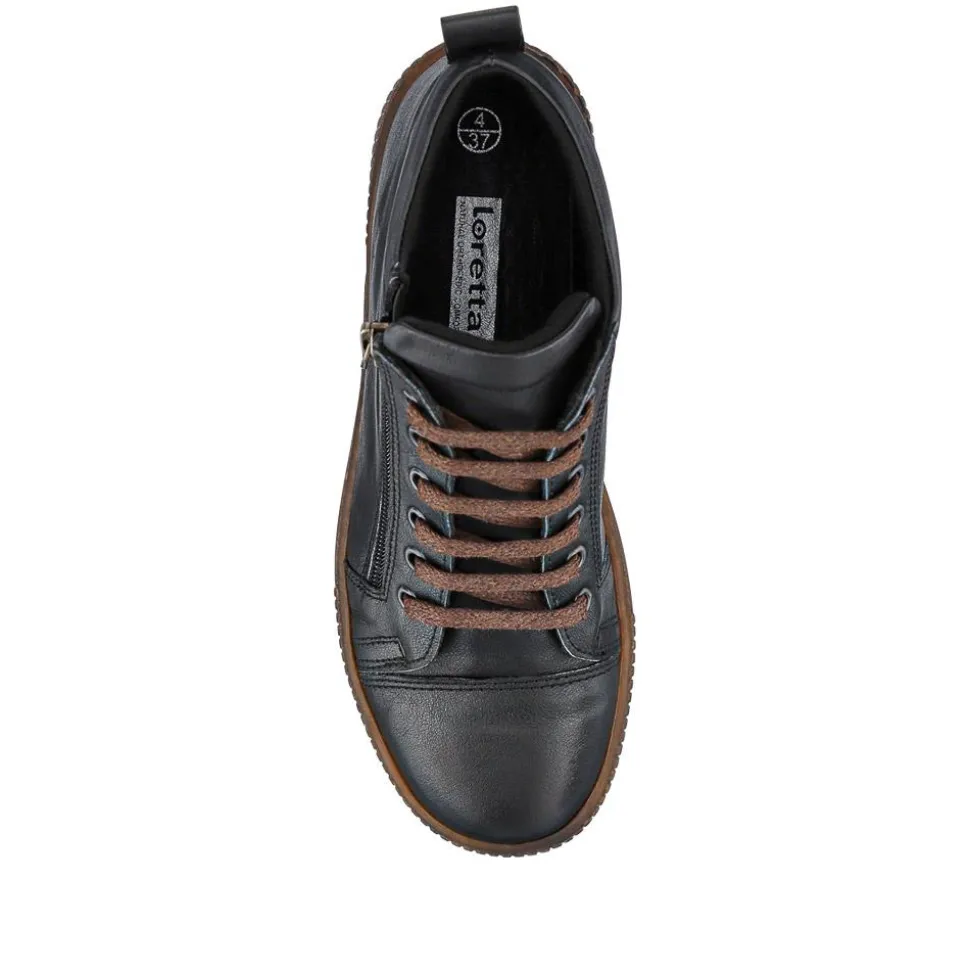 Leather Lace-Up Boots - Black