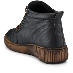 Leather Lace-Up Boots - Black