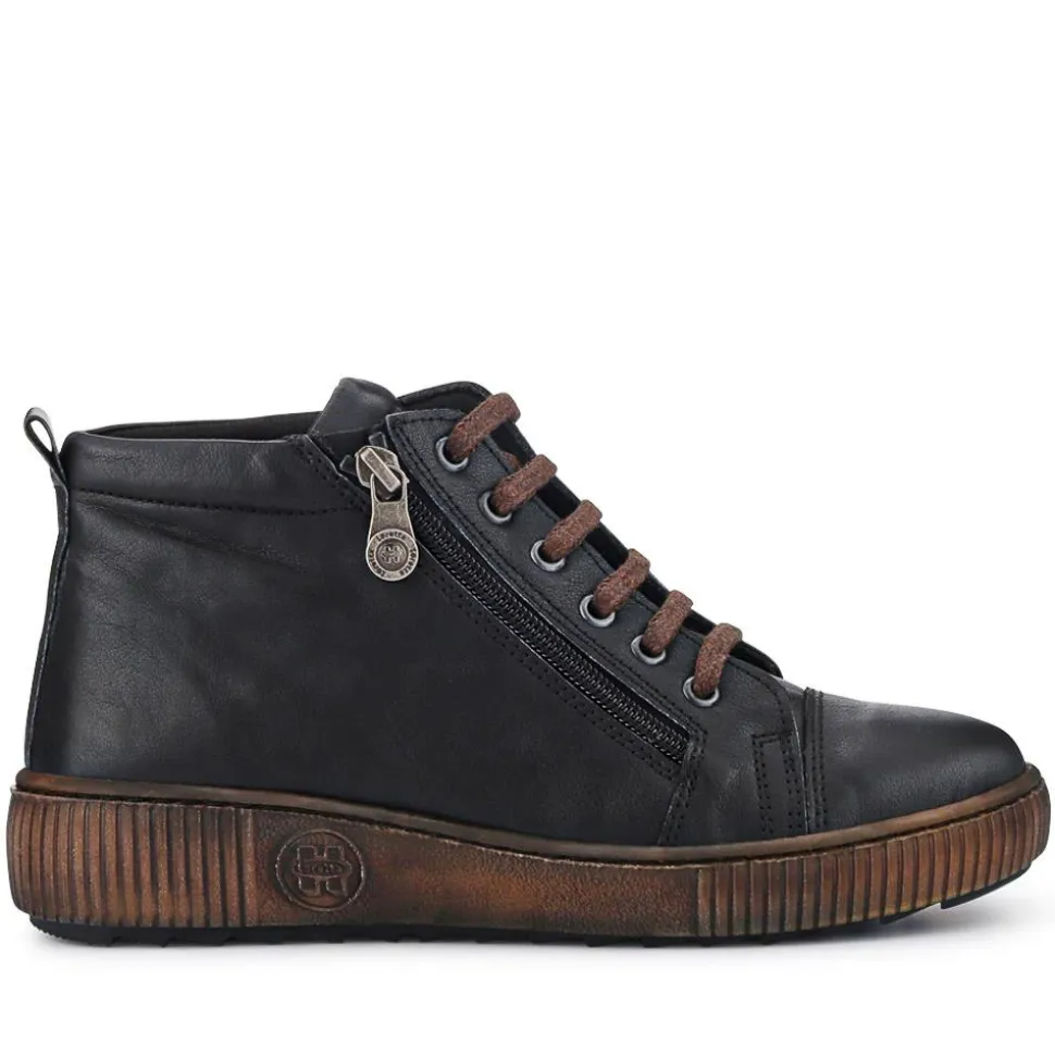 Leather Lace-Up Boots - Black