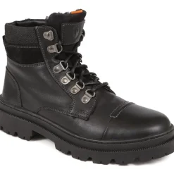 Leather Lace-Up Boots - Black