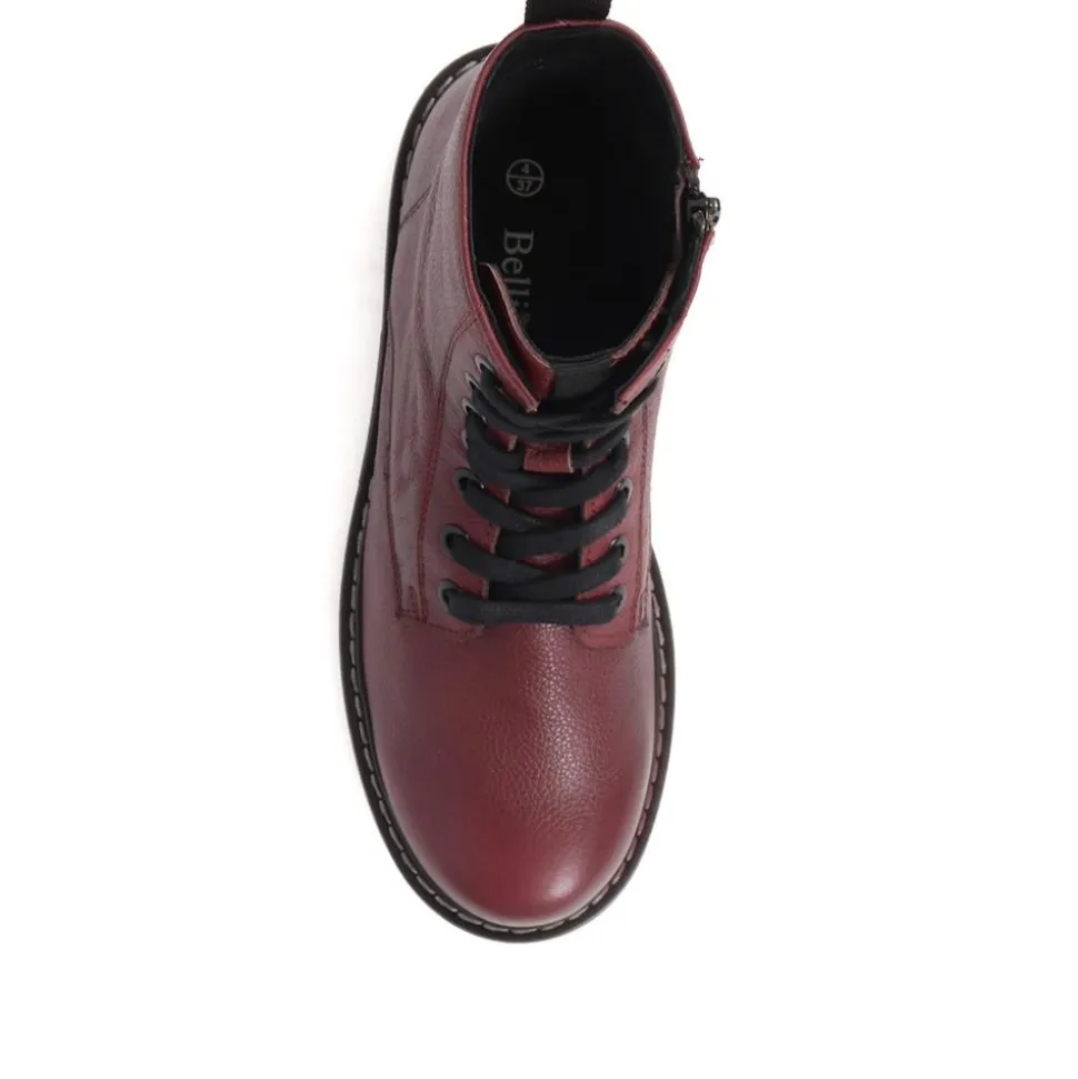 Leather Lace-Up Boots - Bordeaux