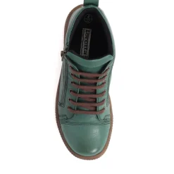 Leather Lace-Up Boots - Green