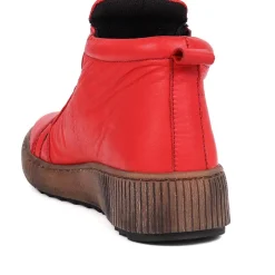 Leather Lace-Up Boots - Red