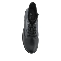 Leather Lace-Up Boots With Inside Zip - Black