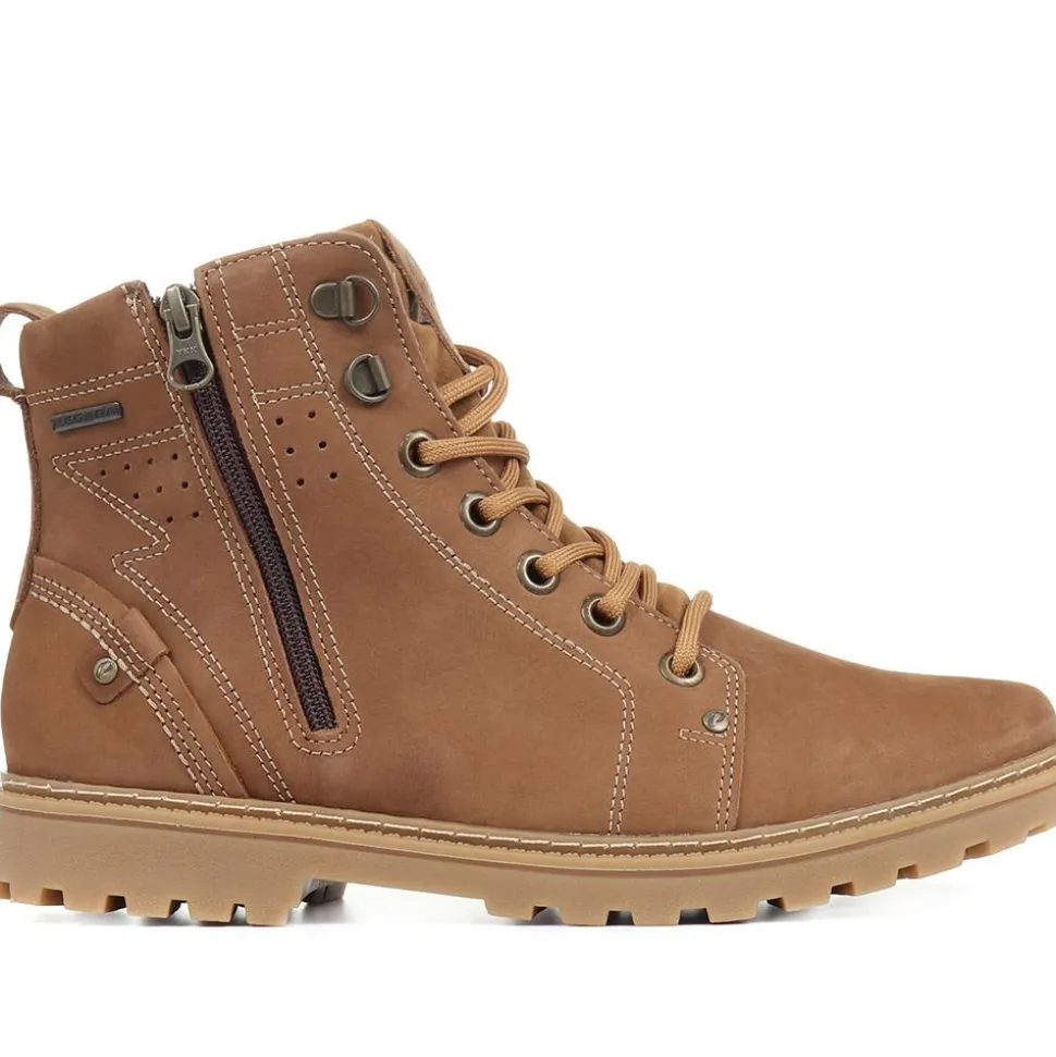 Leather Lace-Up Hiker Boots - Light Brown