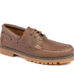 Leather Lace Up Moccasins - Brown