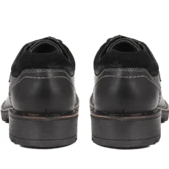 Leather Lace-Up Shoes - Black-Grey