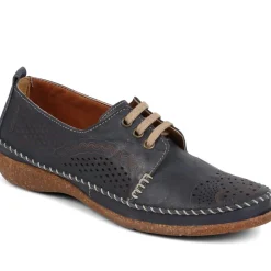 Leather Lace-Up Shoes - Navy