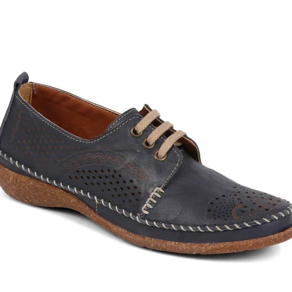 Leather Lace-Up Shoes - Navy