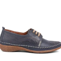 Leather Lace-Up Shoes - Navy