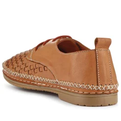 Leather Lace-Up Shoes - Tan