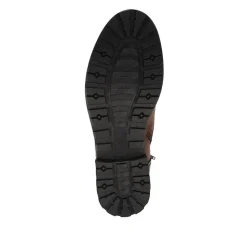 Leather Lace Up Toe Cap Boots - Brown