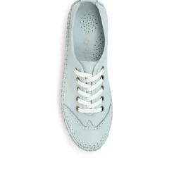 Leather Lace-Up Trainers - Baby Blue