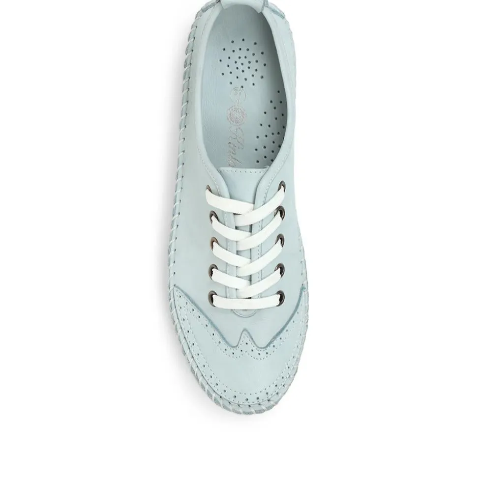 Leather Lace-Up Trainers - Baby Blue