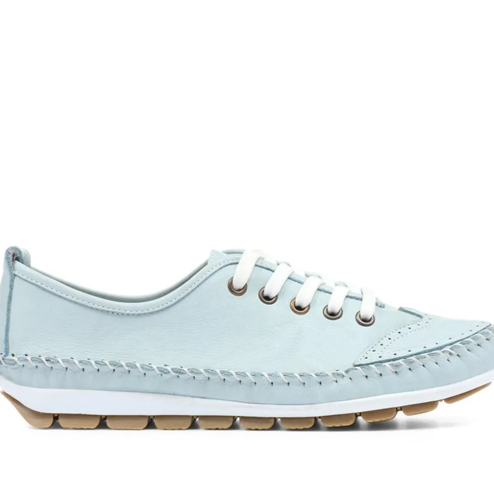 Leather Lace-Up Trainers - Baby Blue