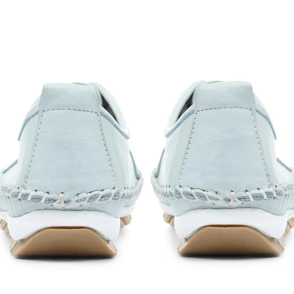 Leather Lace-Up Trainers - Baby Blue