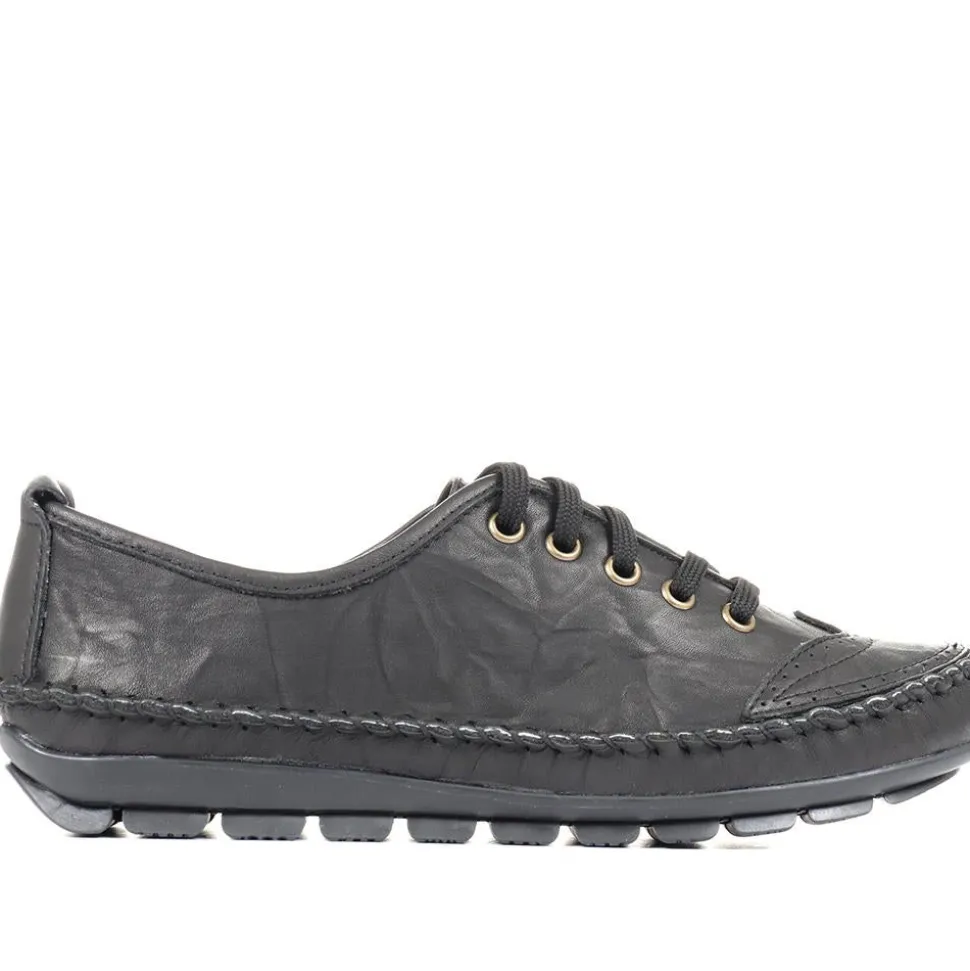 Leather Lace-Up Trainers - Black