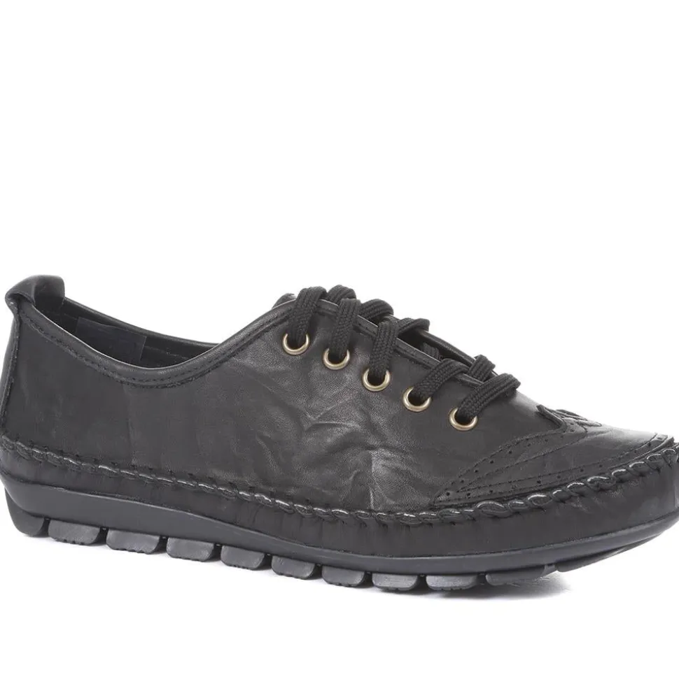 Leather Lace-Up Trainers - Black