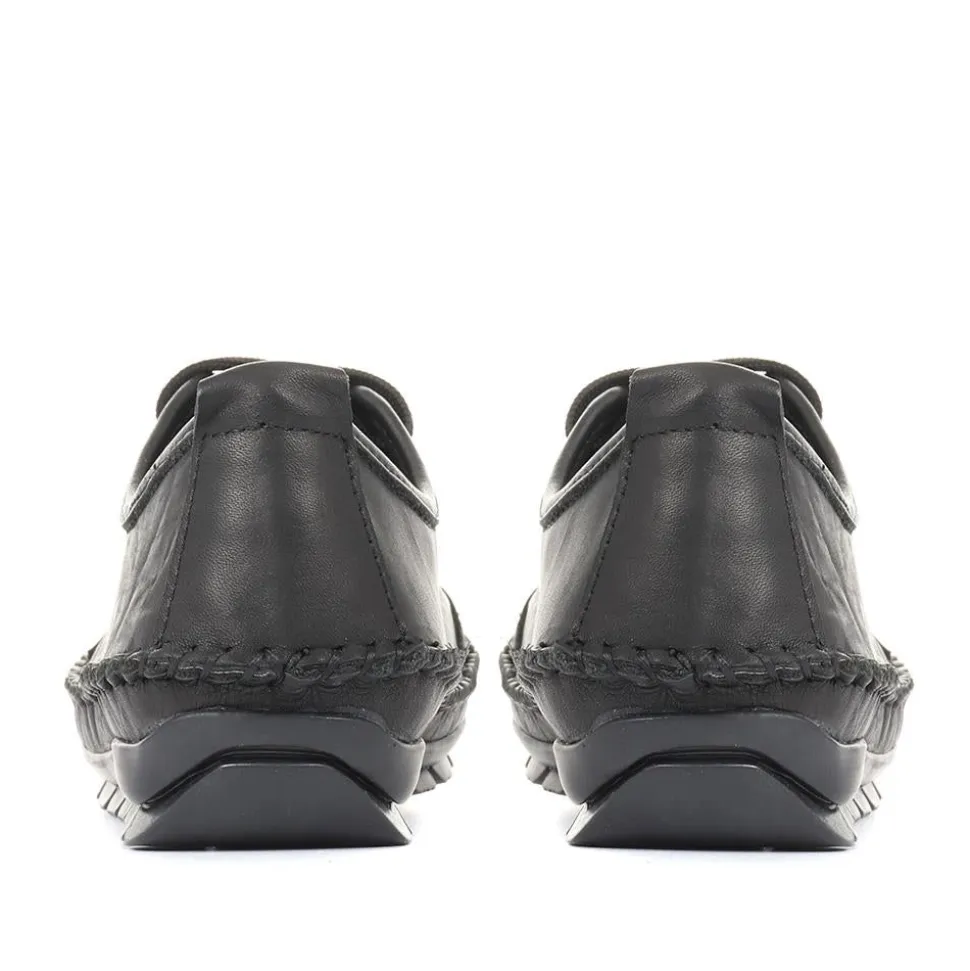 Leather Lace-Up Trainers - Black