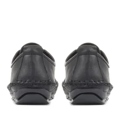 Leather Lace-Up Trainers - Black-Black
