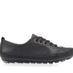 Leather Lace-Up Trainers - Black-Black