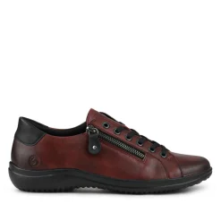 Leather Lace-Up Trainers - Burgundy