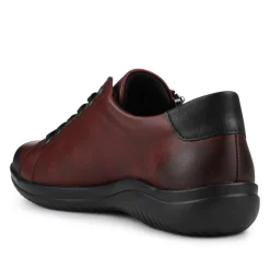 Leather Lace-Up Trainers - Burgundy